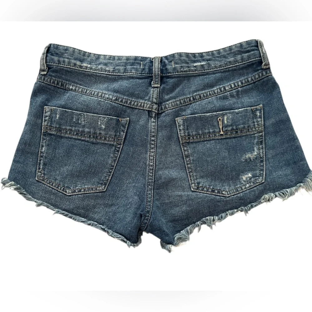 Free People High Waisted Distressed Denim Shorts-Size 27 - Picture 2 of 4